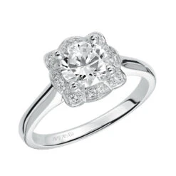 ArtCarved Bridal Artcarved Bridal Semi-Mounted With Side Stones Contemporary Halo Engagement Ring Marissa 14K White Gold