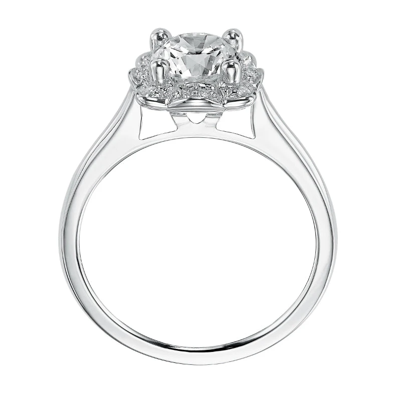 ArtCarved Bridal Artcarved Bridal Semi-Mounted With Side Stones Contemporary Halo Engagement Ring Marissa 14K White Gold - Image 3