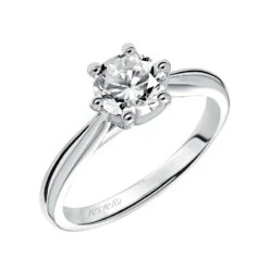 ArtCarved Bridal Artcarved Bridal Mounted With CZ Center Classic Solitaire Engagement Ring Abigail 14K White Gold