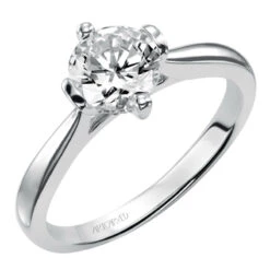 ArtCarved Bridal Artcarved Bridal Semi-Mounted With Side Stones Classic Solitaire Engagement Ring Nancy 14K White Gold
