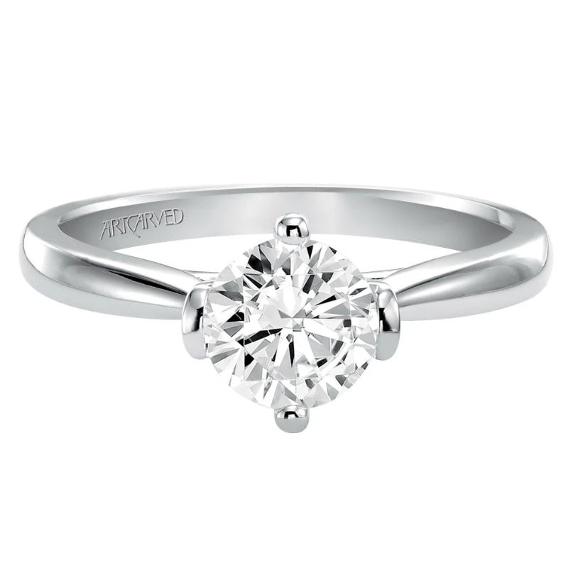 ArtCarved Bridal Artcarved Bridal Semi-Mounted With Side Stones Classic Solitaire Engagement Ring Nancy 14K White Gold - Image 2