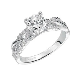 ArtCarved Bridal Artcarved Bridal Mounted With CZ Center Contemporary Twist Diamond Engagement Ring Virginia 14K White Gold