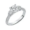 ArtCarved Bridal Artcarved Bridal Semi-Mounted With Side Stones Vintage 3-Stone Engagement Ring Bridget 14K White Gold