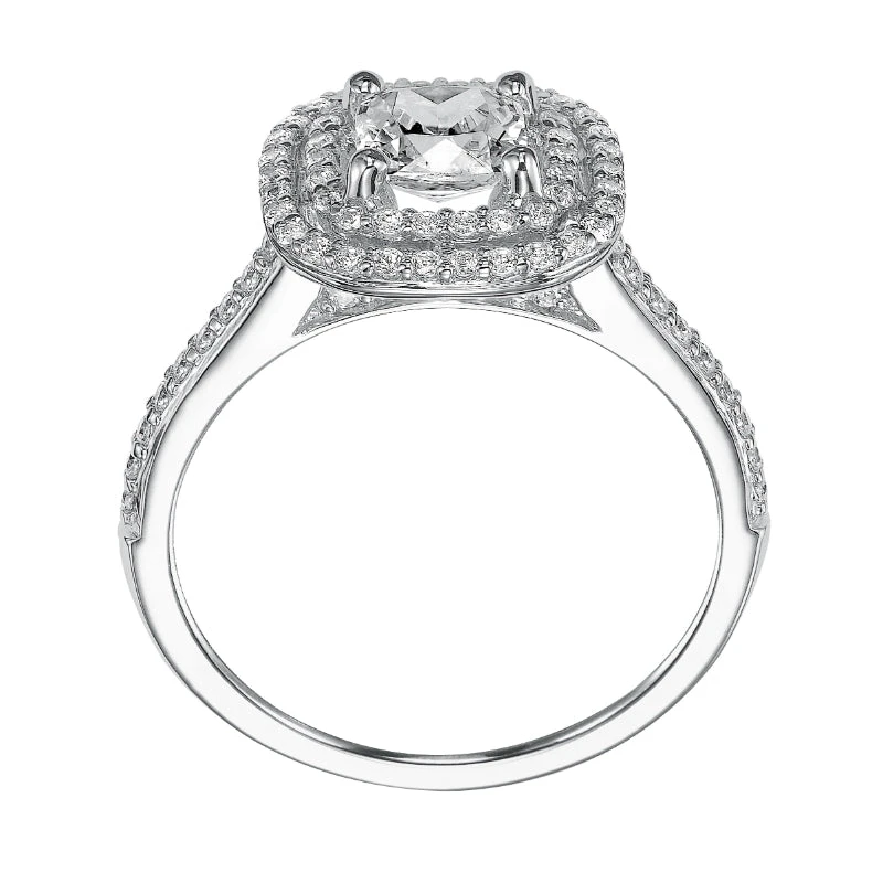 ArtCarved Bridal Artcarved Bridal Semi-Mounted With Side Stones Classic Halo Engagement Ring Tara 14K White Gold - Image 3