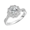 ArtCarved Bridal Artcarved Bridal Mounted With CZ Center Contemporary Floral Halo Engagement Ring Natasha 14K White Gold