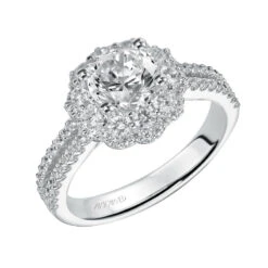 ArtCarved Bridal Artcarved Bridal Mounted With CZ Center Contemporary Halo Engagement Ring Jacqueline 14K White Gold
