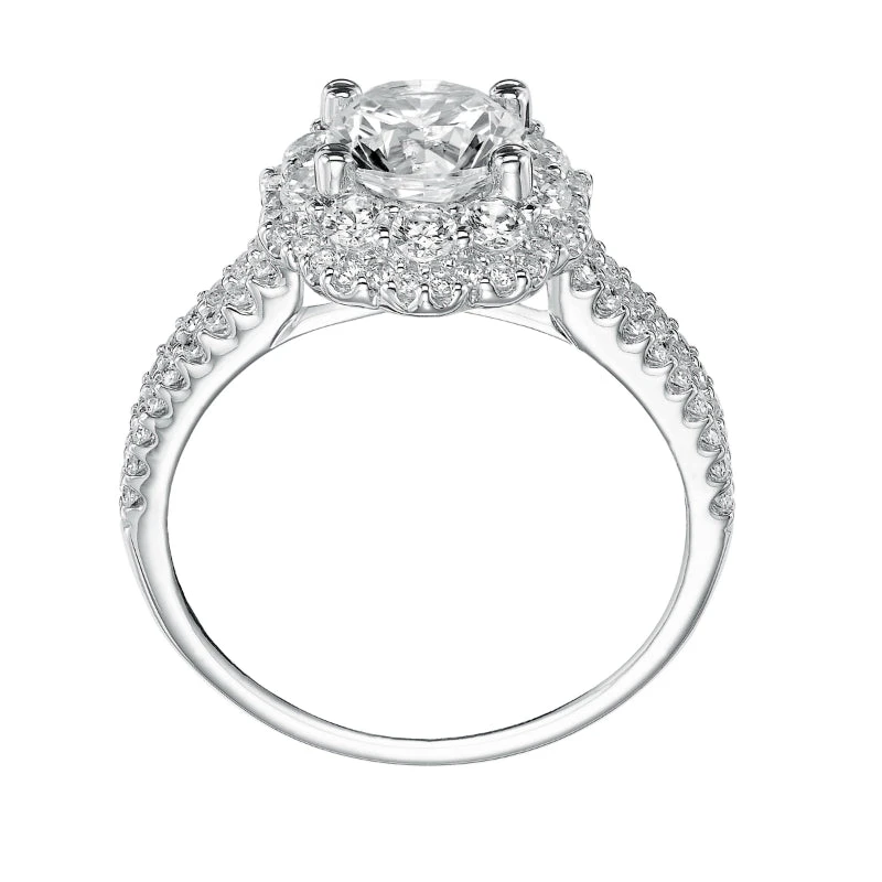 ArtCarved Bridal Artcarved Bridal Mounted With CZ Center Contemporary Halo Engagement Ring Jacqueline 14K White Gold - Image 3