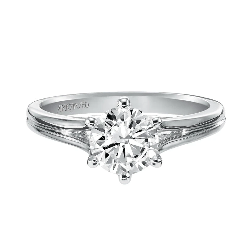 ArtCarved Bridal Artcarved Bridal Unmounted No Stones Classic Solitaire Engagement Ring Sylvia 14K White Gold - Image 2