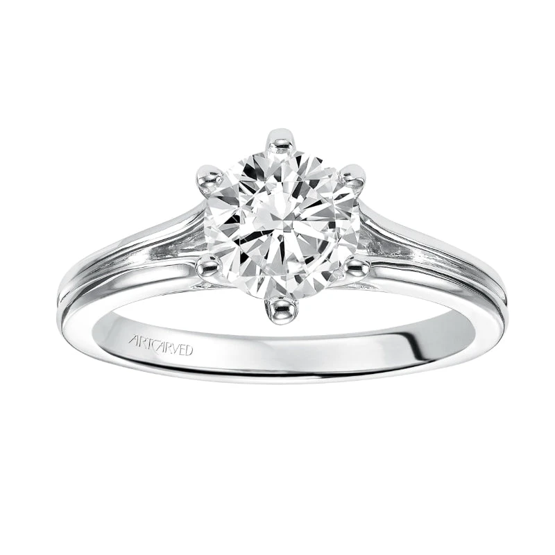 ArtCarved Bridal Artcarved Bridal Unmounted No Stones Classic Solitaire Engagement Ring Sylvia 14K White Gold - Image 4