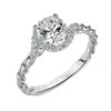 ArtCarved Bridal Artcarved Bridal Mounted With CZ Center Contemporary Rope Halo Engagement Ring Jolie 14K White Gold