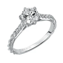 ArtCarved Bridal Artcarved Bridal Mounted With CZ Center Contemporary Twist Diamond Engagement Ring Meadow 14K White Gold