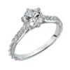 ArtCarved Bridal Artcarved Bridal Semi-Mounted With Side Stones Contemporary Twist Diamond Engagement Ring Meadow 14K White Gold