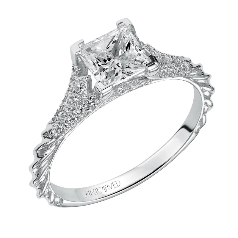 ArtCarved Bridal Artcarved Bridal Mounted With CZ Center Contemporary Engagement Ring Regina 14K White Gold