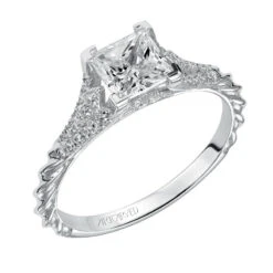 ArtCarved Bridal Artcarved Bridal Semi-Mounted With Side Stones Contemporary Engagement Ring Regina 14K White Gold