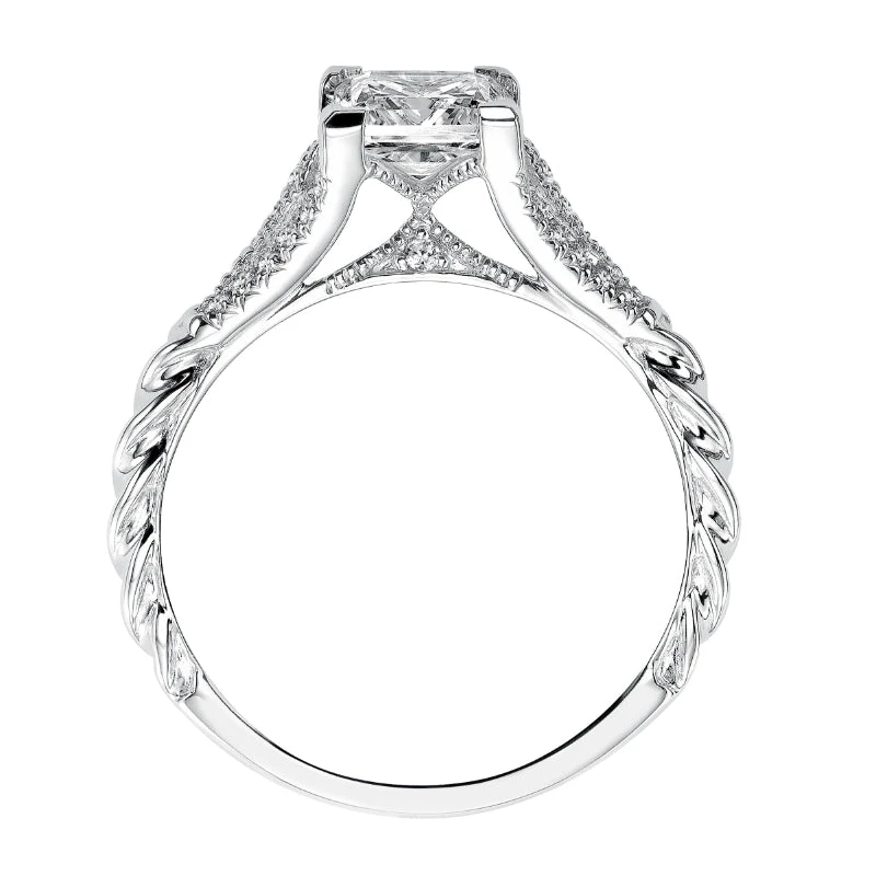 ArtCarved Bridal Artcarved Bridal Mounted With CZ Center Contemporary Engagement Ring Regina 14K White Gold - Image 3