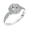 ArtCarved Bridal Artcarved Bridal Semi-Mounted With Side Stones Vintage Halo Engagement Ring Francesca 14K White Gold