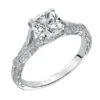 ArtCarved Bridal Artcarved Bridal Mounted With CZ Center Vintage Engraved Diamond Engagement Ring Angelina 14K White Gold