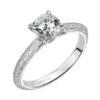 ArtCarved Bridal Artcarved Bridal Semi-Mounted With Side Stones Vintage Engraved Solitaire Engagement Ring Imani 14K White Gold