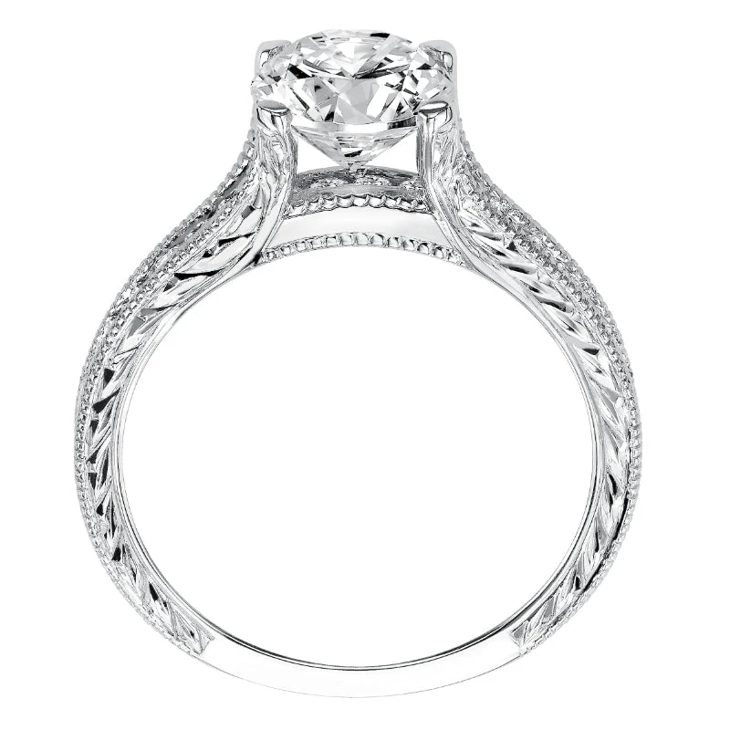 ArtCarved Bridal Artcarved Bridal Mounted With CZ Center Vintage Vintage Engagement Ring Zoya 14K White Gold - Image 3