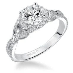 ArtCarved Bridal Artcarved Bridal Semi-Mounted With Side Stones Contemporary Engagement Ring Olga 14K White Gold