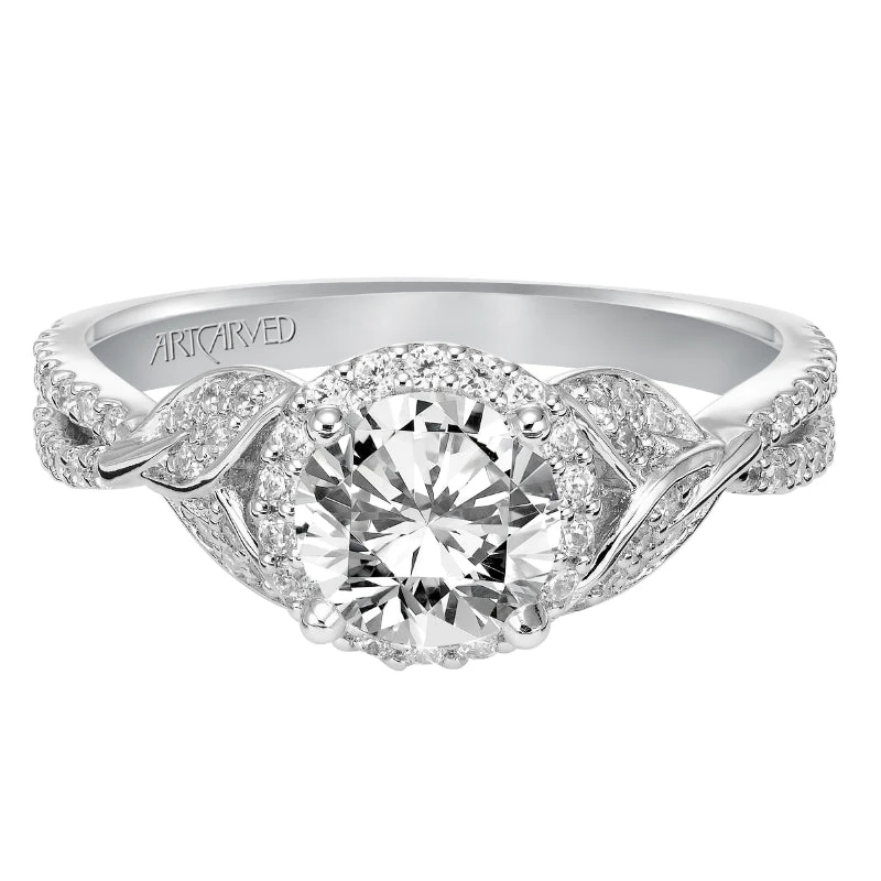 ArtCarved Bridal Artcarved Bridal Mounted With CZ Center Contemporary Engagement Ring Olga 14K White Gold - Image 2