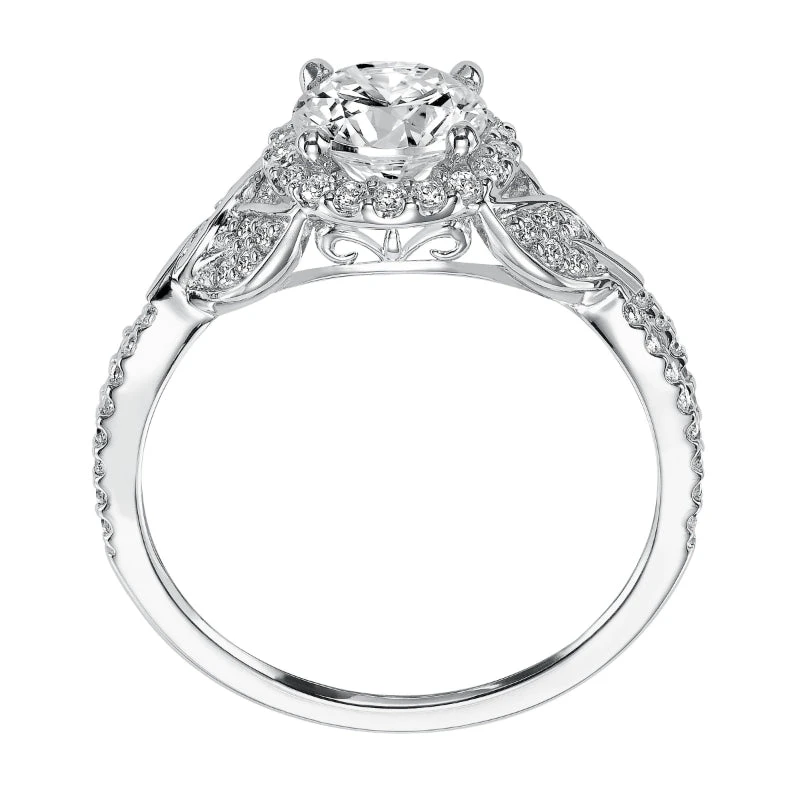 ArtCarved Bridal Artcarved Bridal Semi-Mounted With Side Stones Contemporary Engagement Ring Olga 14K White Gold - Image 3