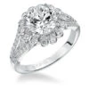 ArtCarved Bridal Artcarved Bridal Mounted With CZ Center Contemporary Bezel Halo Engagement Ring Irina 14K White Gold