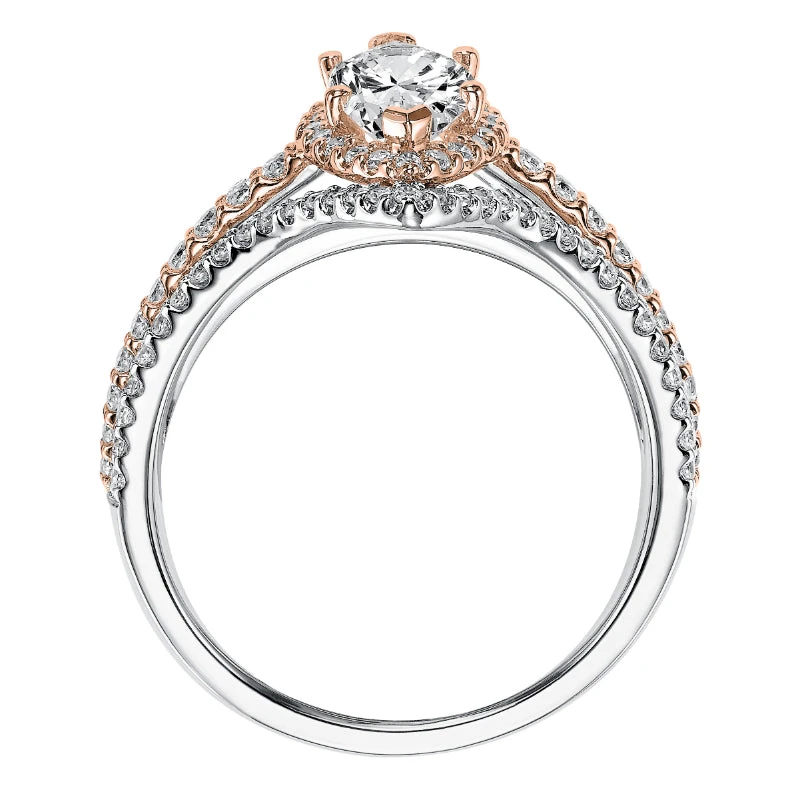 ArtCarved Bridal Artcarved Bridal Mounted With CZ Center Classic Halo Engagement Ring Dorsey 14K White Gold Primary & 14K Rose Gold
