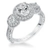 ArtCarved Bridal Artcarved Bridal Semi-Mounted With Side Stones Vintage Engraved 3-Stone Engagement Ring Ophelia 14K White Gold