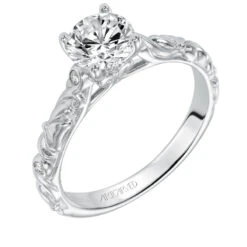 ArtCarved Bridal Artcarved Bridal Semi-Mounted With Side Stones Vintage Signature Engagement Ring Aurelie 14K White Gold