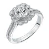 ArtCarved Bridal Artcarved Bridal Mounted With CZ Center Vintage Floral Halo Engagement Ring Jasmine 14K White Gold