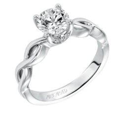 ArtCarved Bridal Artcarved Bridal Mounted With CZ Center Contemporary Twist Solitaire Engagement Ring Alicia 14K White Gold