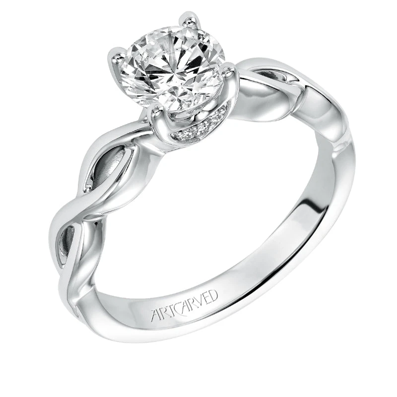 ArtCarved Bridal Artcarved Bridal Mounted With CZ Center Contemporary Twist Solitaire Engagement Ring Alicia 14K White Gold