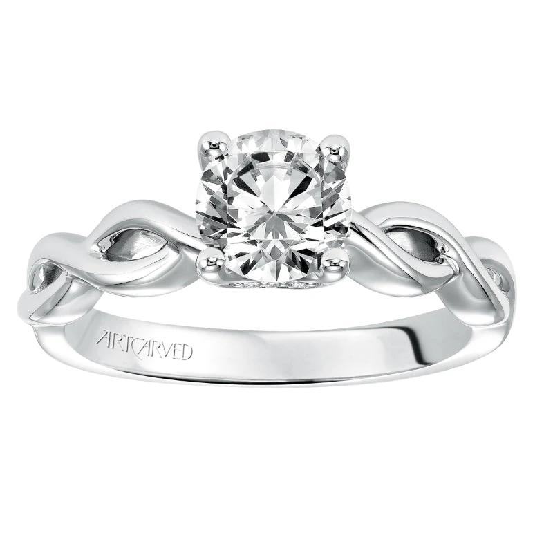 ArtCarved Bridal Artcarved Bridal Mounted With CZ Center Contemporary Twist Solitaire Engagement Ring Alicia 14K White Gold - Image 4