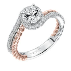 ArtCarved Bridal Artcarved Bridal Mounted With CZ Center Contemporary Engagement Ring Nina 14K White Gold Primary & 14K Rose Gold