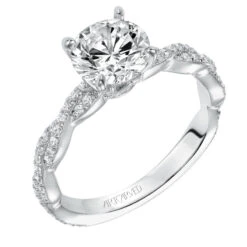 ArtCarved Bridal Artcarved Bridal Mounted With CZ Center Contemporary Twist Engagement Ring Madeleine 14K White Gold