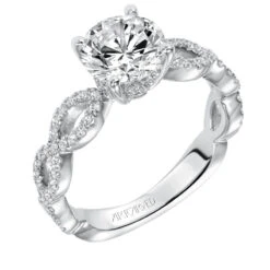 ArtCarved Bridal Artcarved Bridal Mounted With CZ Center Contemporary Twist Diamond Engagement Ring 14K White Gold