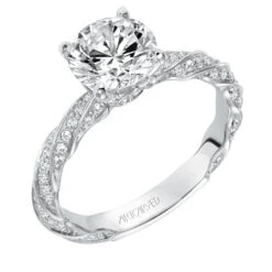 ArtCarved Bridal Artcarved Bridal Mounted With CZ Center Contemporary Twist Diamond Engagement Ring Evie 14K White Gold
