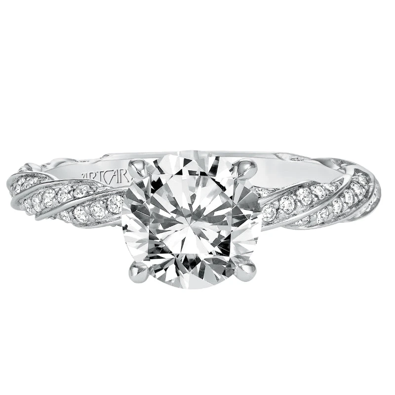 ArtCarved Bridal Artcarved Bridal Mounted With CZ Center Contemporary Twist Diamond Engagement Ring Evie 14K White Gold - Image 2