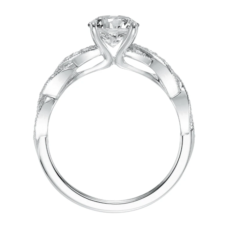 ArtCarved Bridal Artcarved Bridal Semi-Mounted With Side Stones Contemporary Twist Diamond Engagement Ring Cintra 14K White Gold - Image 3