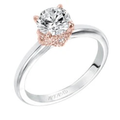 ArtCarved Bridal Artcarved Bridal Mounted With CZ Center Contemporary Rope Solitaire Engagement Ring Clarice 14K White Gold Primary & 14K Rose Gold