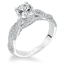 ArtCarved Bridal Artcarved Bridal Mounted With CZ Center Contemporary Twist Diamond Engagement Ring Mackenzie 14K White Gold