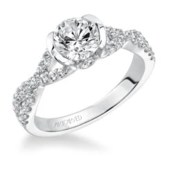 ArtCarved Bridal Artcarved Bridal Mounted With CZ Center Contemporary Engagement Ring Adeena 14K White Gold