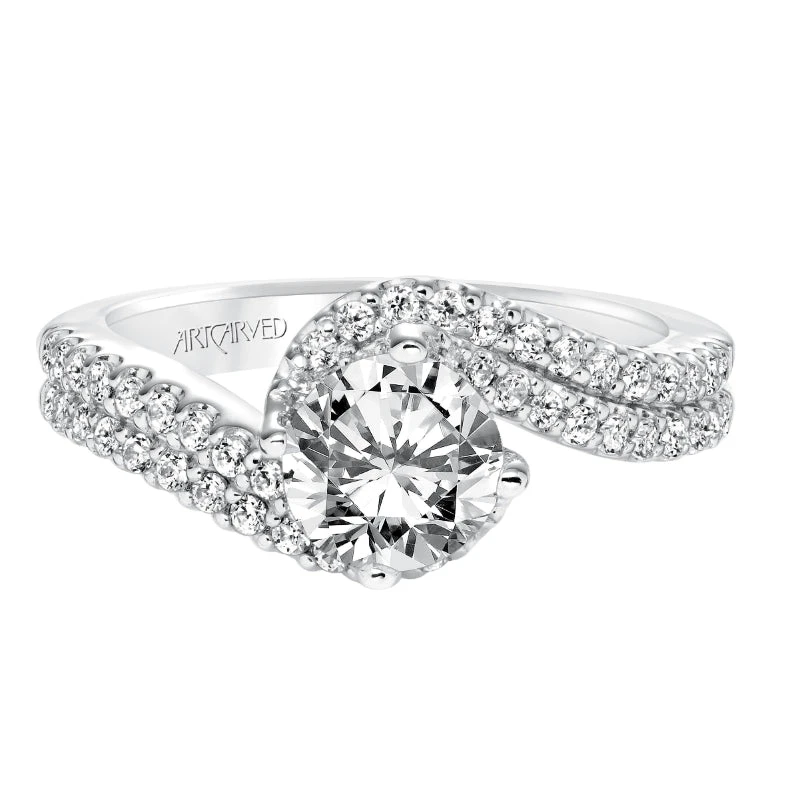 ArtCarved Bridal Artcarved Bridal Mounted With CZ Center Contemporary Diamond Engagement Ring Orla 14K White Gold - Image 2