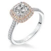 ArtCarved Bridal Artcarved Bridal Mounted With CZ Center Classic Halo Engagement Ring Avril 14K White Gold Primary & 14K Rose Gold