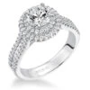 ArtCarved Bridal Artcarved Bridal Semi-Mounted With Side Stones Classic Halo Engagement Ring Kristen 14K White Gold