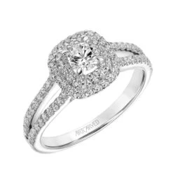 ArtCarved Bridal Artcarved Bridal Mounted Mined Live Center Classic One Love Halo Engagement Ring Dorothy 14K White Gold