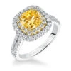 ArtCarved Bridal Artcarved Bridal Mounted With CZ Center Classic Halo Engagement Ring Marigold 14K White Gold Primary & 14K Yellow Gold