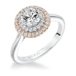 ArtCarved Bridal Artcarved Bridal Mounted With CZ Center Classic Halo Engagement Ring Morgan 14K White Gold Primary & 14K Rose Gold