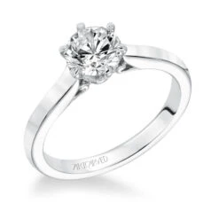 ArtCarved Bridal Artcarved Bridal Semi-Mounted With Side Stones Classic Solitaire Engagement Ring Chivon 14K White Gold